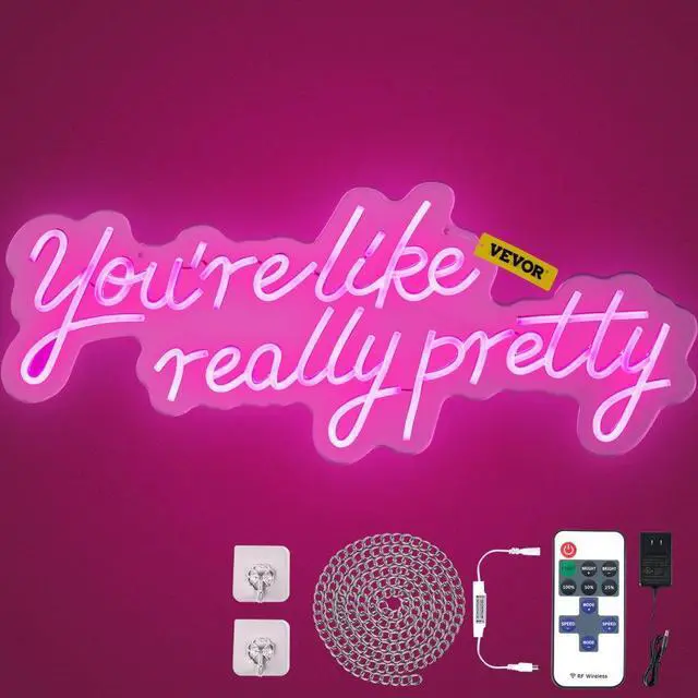 Alt view image 2 of 2 - VEVOR You're Like Really Pretty Neon Sign, 27.5" x 12" Pink LED Neon Signs for Wall Decor, Large Lights Sign with Remote Control and Power Adapter, for Party, Wedding, Living Room, Office