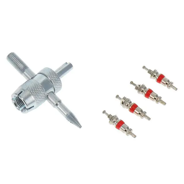 Alt view image 2 of 7 - RoadPro Tire Repair Tackle Set  23TR001 4-Way Tire Valve Tool Valve Stem Core Replacement 14-Piece Kit