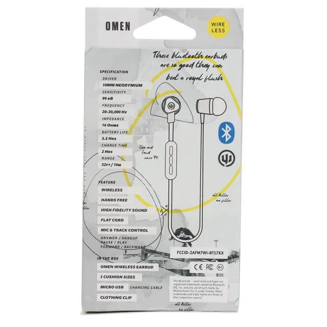 Alt view image 14 of 14 - Wicked Audio WI-BT1755 Omen Wireless Bluetooth Noise Isolation Earbuds - White