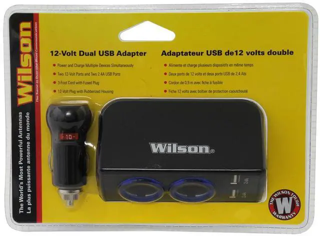 Alt view image 7 of 7 - Wilson Antennas 12-Volt Dual 2.4A USB Adapter with 3' Cord 12-Volt Adapters