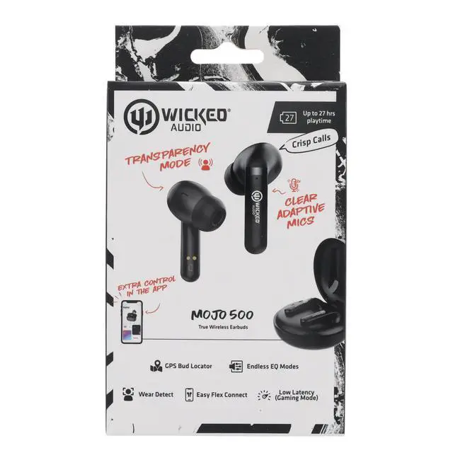 Alt view image 5 of 7 - Wicked Audio MWITW4650 Mojo 500 True Wireless Bluetooth Earbuds Clear Call Mics Long Battery Life Custom EQ Modes GPS Locator-Black
