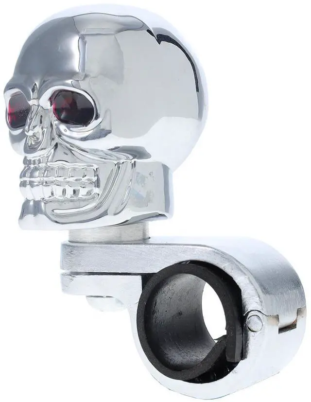 Main image of RoadPro RPSPN11 Steering Wheel Spinner Skull Adjustable Fit Brodie Knob for Cars Trucks Semis Tractors Lawn Mower-Silver