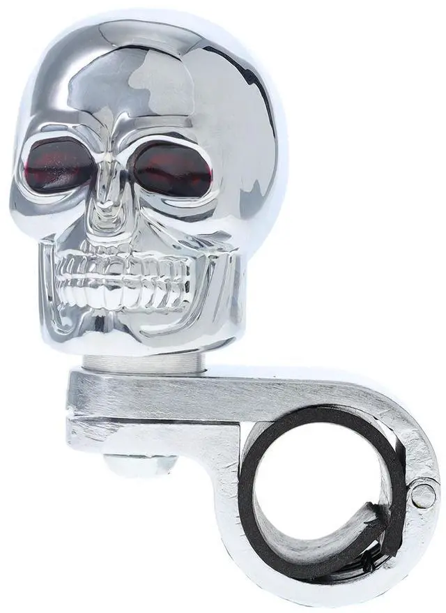 Alt view image 2 of 7 - RoadPro RPSPN11 Steering Wheel Spinner Skull Adjustable Fit Brodie Knob for Cars Trucks Semis Tractors Lawn Mower-Silver