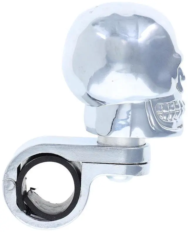 Alt view image 3 of 7 - RoadPro RPSPN11 Steering Wheel Spinner Skull Adjustable Fit Brodie Knob for Cars Trucks Semis Tractors Lawn Mower-Silver