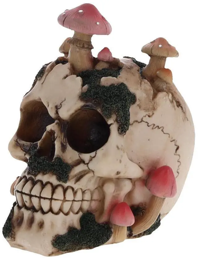 Alt view image 3 of 3 - Skull with Mushroom Design