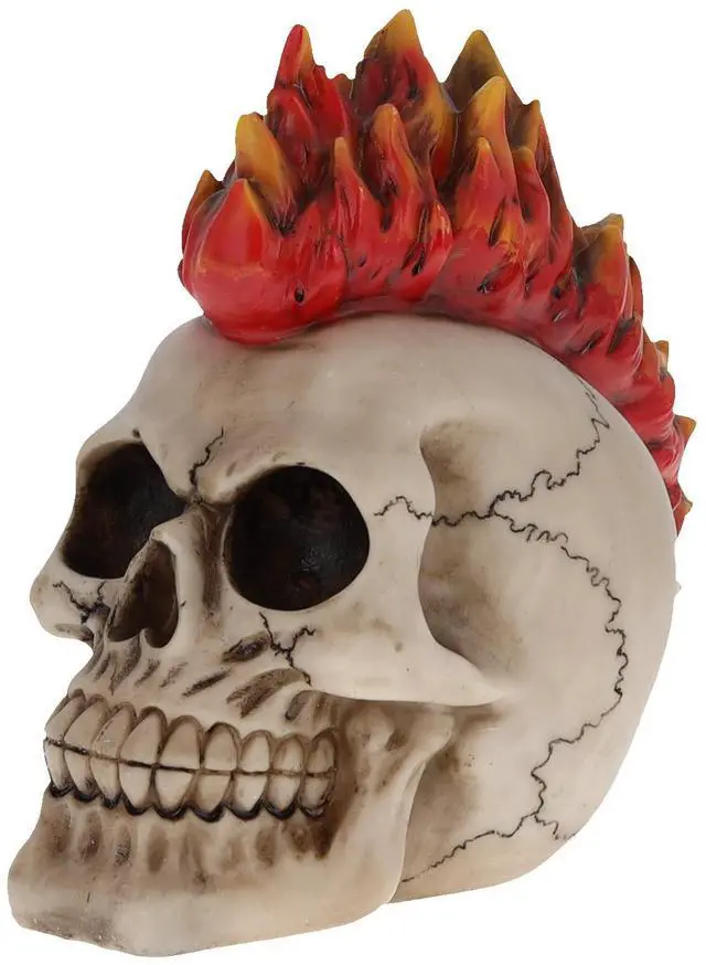 Alt view image 3 of 3 - Skull With Flaming Mohawk
