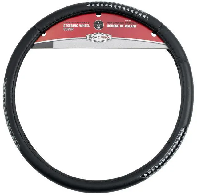 Alt view image 7 of 8 - RoadPro NUT_RPSW-3002 18" Comfort Grip Steering Wheel Cover Black RPSW-3002