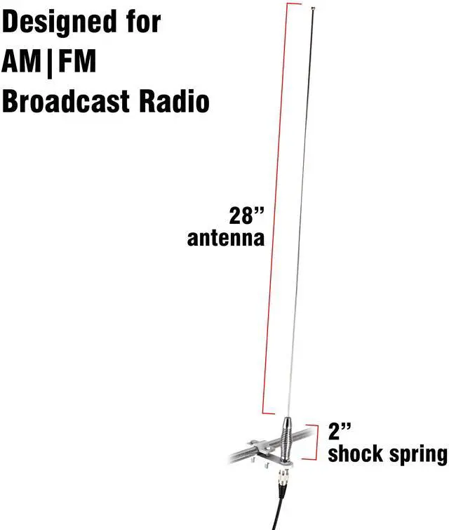 Alt view image 11 of 12 - 28 AM/FM Mirror Mount Stainless Steel Antenna Kit with 2 Shock Spring