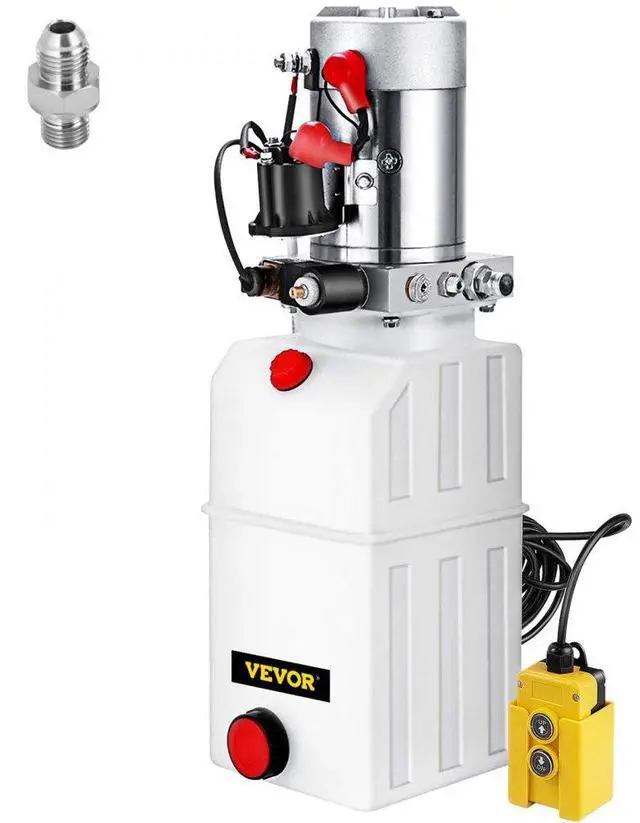 Alt view image 2 of 2 - VEVOR 6 Quart Single Acting Hydraulic Pump Dump Trailer Control Kit Plastic Unloading