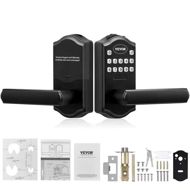 Alt view image 2 of 2 - VEVOR Keyless Entry Door Lock, Electronic Keypad Entry Lever, Password and Key Unlock Combination Door Lock, Auto-Locking Keypad Door Lock with Deadbolt for Front Door, Matte Black, 5.63 x 2.76 in