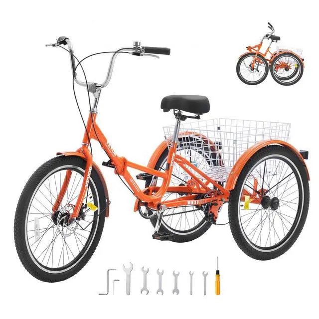 Alt view image 2 of 2 - VEVOR Folding Adult Tricycle, 20-Inch Adult Folding Trikes, Lightweight Aluminum Alloy 3 Wheel Cruiser Bike with Large Rear Basket, Shopping Picnic Foldable Tricycles for Adults, Women, Men, Seniors
