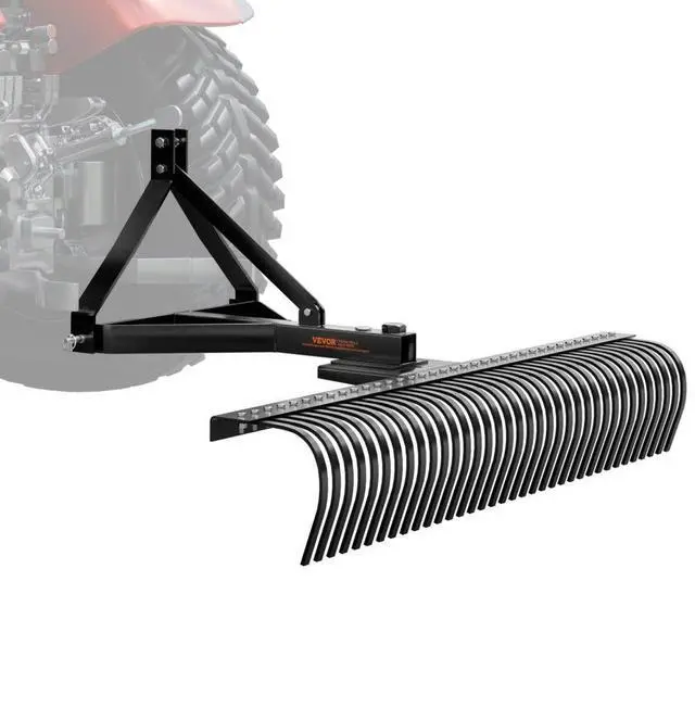 Main image of VEVOR Tow Behind Dethatcher, 72-inch Tow Dethatcher with 36 Steel Tines, 3-Point Lawn Dethatcher Rake with Attachments for Tractor, Landscape Rake for Garden, Farm, Grass