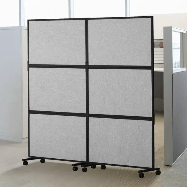 Alt view image 2 of 9 - VEVOR  Acoustic Room Divider 72" x 66" Office Partition Panel 2 Pack, Office Dividers Partition Wall Polyester & 45 Steel Cubicle Wall Reduce Noise and Visual Distractions, Light Gray