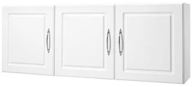 Alt view image 2 of 2 - VEVOR Laundry Room Wall Cabinet, 2-Tier Wall Mounted Hanging Cabinet with 3 Doors, Cupboard Organizer with Adjustable Shelf, for Kitchen, Garage, Laundry, 12.44 x 54 x 20.31 in (D x W x H), White