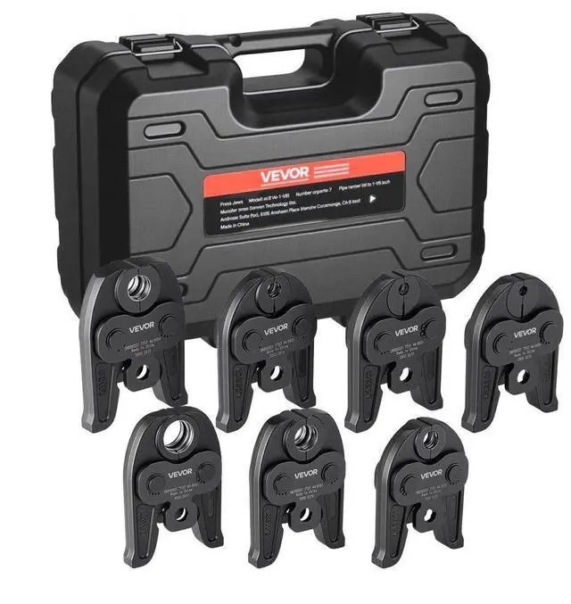 Main image of VEVOR 7PCS Pressing Jaws 1/4" to 1-1/8" for RLS Copper Pipes, Compatible with Standard Press Tools, Suitable for High Pressure HVAC/R Applications - with Case