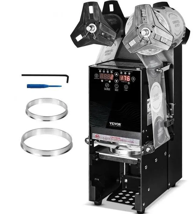 Main image of VEVOR Fully Automatic Cup Sealing Machine, 500-650 Cups/H, Cup Sealer Machine for 180 mm Tall & 90/95 mm Cup, Electric Tea Sealer with Digital Control LCD Panel for Bubble Milk Tea Coffee, Black