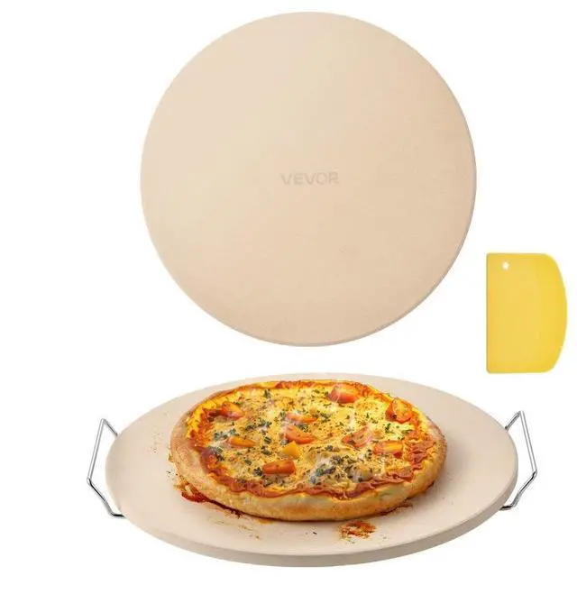 Main image of VEVOR Pizza Stone, 16 in Round Pizza Stone, 0.67" Thick Extra Large Baking-Stone with Rack Stand, 1450 Heat-Resistant Cooking Stones, for Kitchen Oven, Baking Pizzas, BBQ Grill
