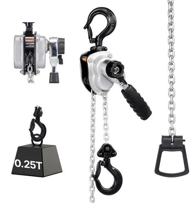 Main image of VEVOR Manual Lever Chain Hoist, 1/4T 550LBS Capacity Heavy Duty Come Along, 5FT Lift G80 Alloy Steel Chain With Dual Pawl Mechanical Brake,360°Rotating Hooks, for Warehouse Construction Garage