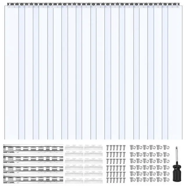 Main image of VEVOR Clear PVC Strip Curtain, 84 in Height x 72 in Width x 0.08 in Thickness, 12 PCS Walk in Freezer Cooler Curtain Strips, Smooth Waterproof Plastic Door Strips for Warehouse, Freezer, Garage Doors