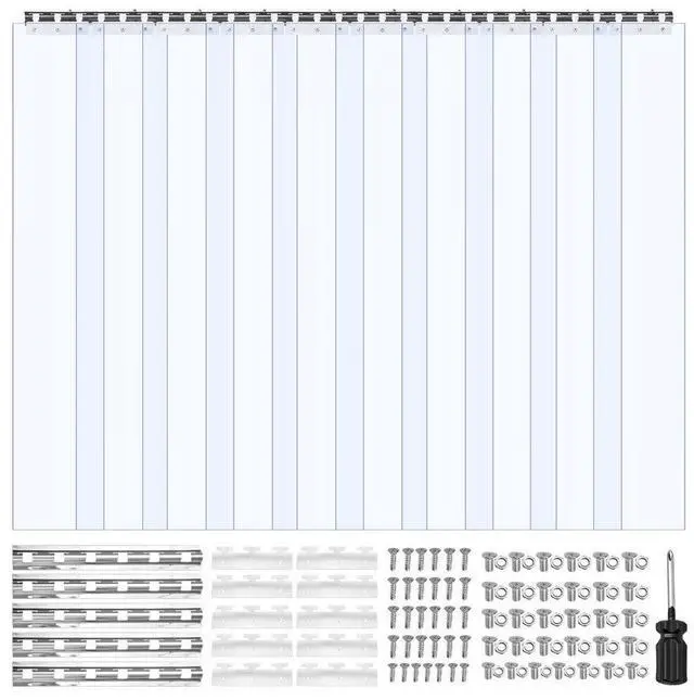 Main image of VEVOR Clear PVC Strip Curtain, 96 in Height x 60 in Width x 0.08 in Thickness, 10 PCS Walk in Freezer Cooler Curtain Strips, Smooth Waterproof Plastic Door Strips for Warehouse, Freezer, Garage Doors