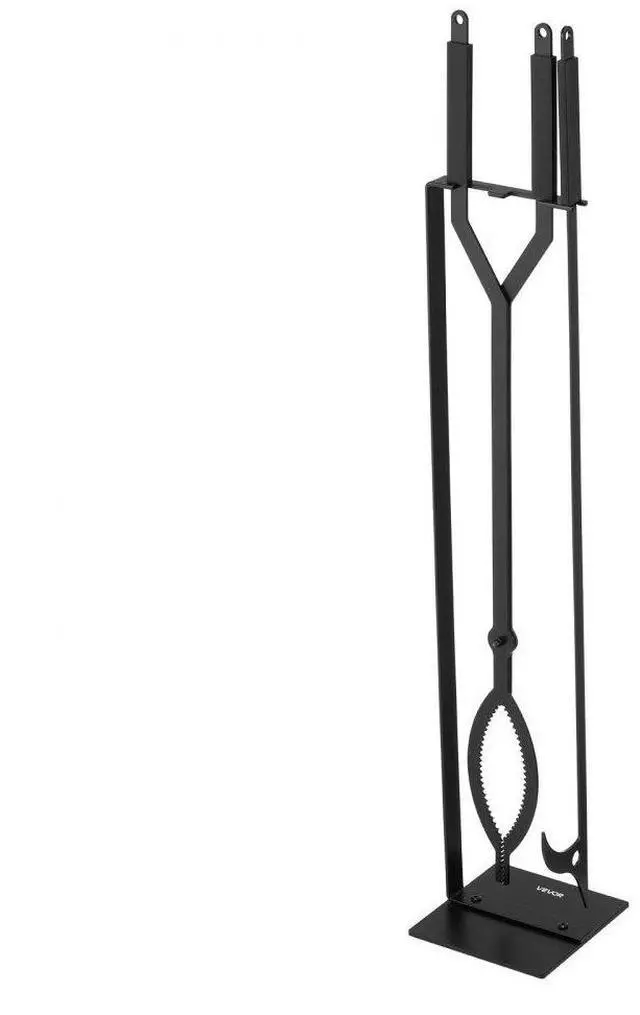Main image of VEVOR Fireplace Tool Set, 3 PCS Fire Tool Set and Holder with Stand, Tongs, Fire Place Poker, Wrought Iron Fireplace Accessories for Campfire Backyard Bonfire Indoor/Outdoor, Black