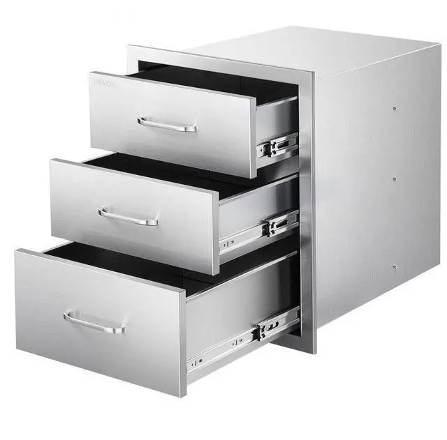 Main image of VEVOR Outdoor Kitchen Drawers 18.11"W x 23.23"D x 23.23"H, Triple-Access Stainless Steel BBQ Drawers with Handles, BBQ Island Drawer for Outdoor Kitchens or Barbeque Island Patio Grill Station