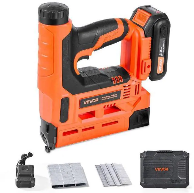 Main image of VEVOR Cordless Brad Nailer, 2-in-1 Nail Gun Staple Gun, 18 Gauge 1-1/4 inch, Includes 500 Pcs Staples and 500 Pcs Nails, with Battery and Charger, Non-Slip Rubber Grip, for Woodworking DIY Projects