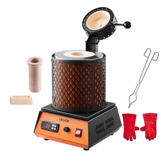 Main image of VEVOR Electric Melting Furnace, 1350W Electric Metal Smelter Foundry, 2102/1150 Metal Smelting Machine with 3kg Ceramic Crucible, Gold Smelting Kit for Jewelry Making, Metal Bars, Metal Components