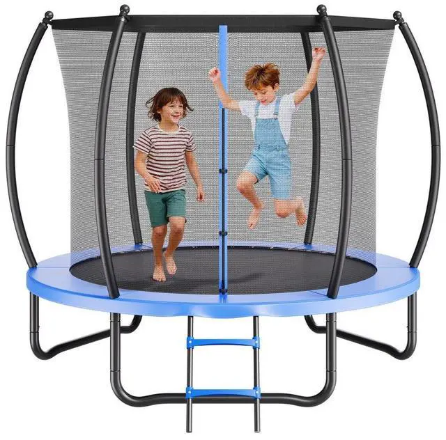 Main image of VEVOR Outdoor Trampoline, 8FT Recreational Trampoline, ASTM Approved Trampolines with Enclosure Net & Thickened Pad, Max 265 lbs Weight Capacity, Anti-Rust Backyard Trampolines for Kids & Adults