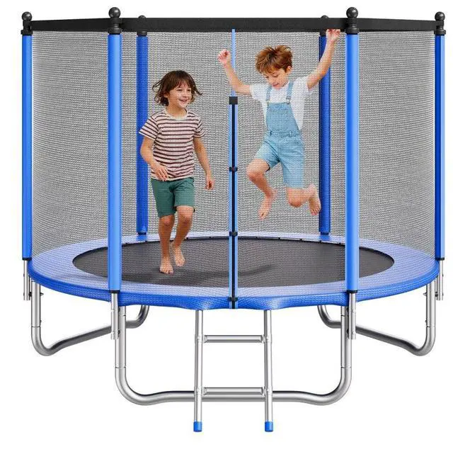 Main image of VEVOR Outdoor Trampoline, 8FT Round Recreational Trampoline with Enclosure Net, ASTM Approved, Heavy Duty Trampolines, Max 265 lbs Weight Capacity, Anti-Rust Backyard Trampolines for Kids & Adults