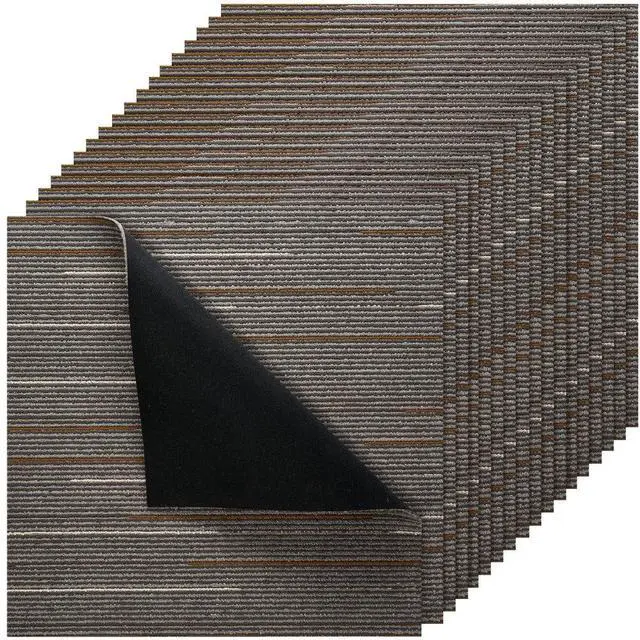 Main image of VEVOR Carpet Tiles Reusable 24x24 inch, 24 PCS Modular Carpet Square Rug, Commercial Floor Soft Padded for Seamless Cover 96sq.ft, Easy DIY for Living Room Bedroom Office Indoor,Dark Brown
