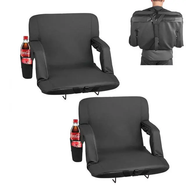 Main image of VEVOR Stadium Seat, 6 Adjustable Angle Wide Bleacher Chair, 2.9'' Cushion Padded Stadium Seat with Armrest and Back Support, Stadiums Chair with Hook Cupholder for Picnics, Beach Sports, and Gaming