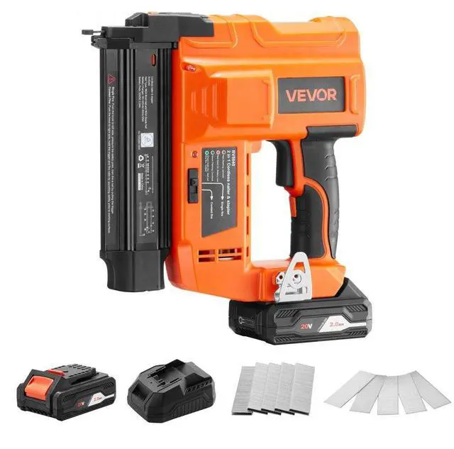 Main image of VEVOR 2-in-1 Cordless Brad Nailer, 18 Gauge, 20V Battery Powered Nail Gun and Staple Gun, with 500 pcs Nails, 500 pcs Staples, 2.0 Ah Li-ion Battery and Charger, for Home Improvement, Woodworking