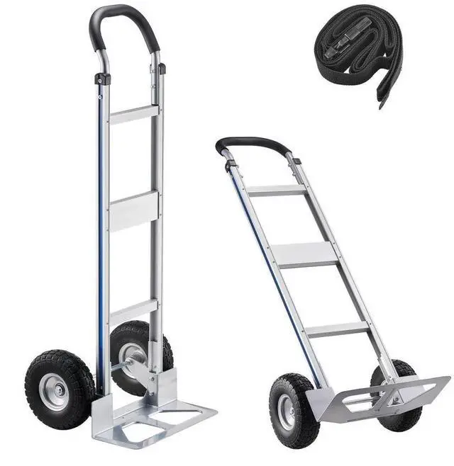 Main image of VEVOR Hand Truck, 500 lbs Load Capacity, Heavy-Duty Hand Truck Dolly with Non-Slip Wheels & Handle, Aluminum Alloy Portable Trolley Dolly with Tie-down Strap for Moving Home, Office, Warehouse
