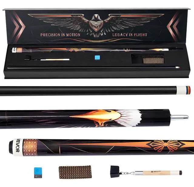 Main image of VEVOR Pool Cue, 1 Piece Pool Stick, 58 inch & 19 oz Canadian Maple Wood Billiard Pools Cue Stick with Multi-Layer Tip & ABS Connection Ring, Cues Sticks for Professional Pool Table, Bar, Home, Office