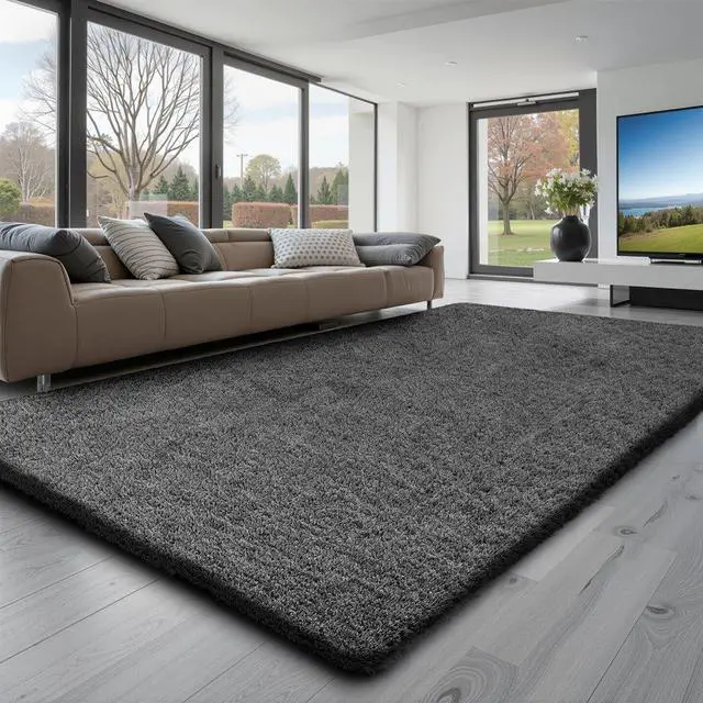 Main image of VEVOR Indoor Plush Area Rugs, 5 x 8 ft Soft Plush Carpet, Furry Shag Area Rugs for Living Room, Bedroom, Sunroom, Modern Home Decor Aesthetic, Non-Shedding, Non-Woven, Slip-Resistant, Dark Gray