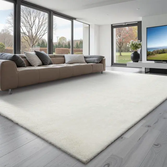 Main image of VEVOR Indoor Plush Area Rugs, 8 x 10 ft Soft Plush Carpet, Furry Shag Area Rugs for Living Room, Bedroom, Sunroom, Modern Home Decor Aesthetic, Non-Shedding, Non-Woven, Slip-Resistant, Ivory White