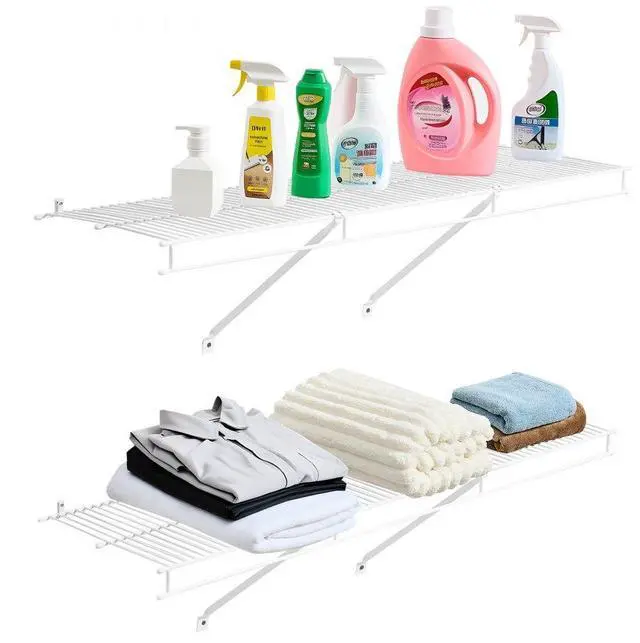 Main image of VEVOR Wire Shelf Kit, 4 ft, Set of 2, Wall Mounted Wire Shelves, Heavy-Duty Carbon Steel Hanging Shelf, Floating Wall Storage Shelves with Dip Coating, for Closet, Bedroom, Living Room, Office, Pantry