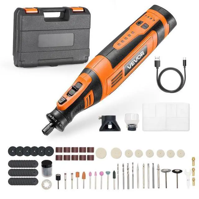 Main image of VEVOR 136-Piece Cordless Rotary Tool Kit, DC8V Portable Mini Power Rotary Tool, 5 Speeds 5000-30000RPM Multi-Purpose DIY Tools for Engraving, Sanding, Polishing, Carving, Grinding, Cutting, DIY Craft