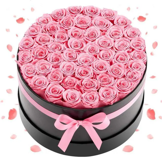 Main image of VEVOR Forever Flowers, 50 Preserved Roses in a Box, Eternal Flowers Immortal Bouquet Birthday Present for Delivery Prime Women Her Wife Mothers, Anniversary, Valentine's Day,Christmas, Sweet Pink