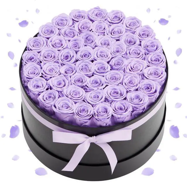 Main image of VEVOR Forever Flowers, 50 Preserved Roses in a Box, Eternal Flowers Immortal Bouquet Birthday Present for Women Her Wife Mothers, Anniversary, Valentine's Day,Christmas, Lavender Purple