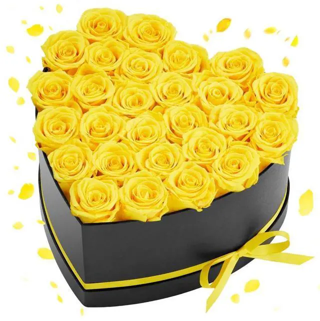 Main image of VEVOR Forever Flowers, 27 Preserved Roses in a Heart Shape Box, Eternal Flowers Immortal Bouquet Birthday Present for Women Her Wife Mothers, Anniversary, Valentine's Day,Christmas, Yellow