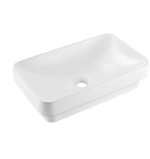 Main image of VEVOR Semi Recessed Bathroom Sink, 19.29 x 12.01 Inch Rectangular White Ceramic Vessel Sink with 1-3/4 Inch Drain Hole, Drop in Modern Lavatory Vanity Bath Wash Bowl Basin, Rectangle for Small Space