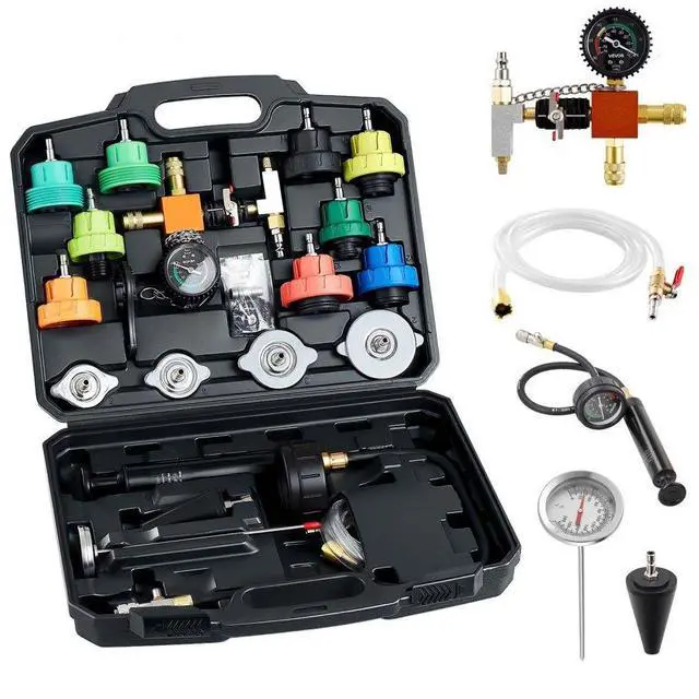 Main image of VEVOR Coolant Pressure Tester Kit, 28Pcs Radiator Vacuum Refill Kit with 4 Adapters, Universal Fit, Automotive Cooling System Pressure Tester Kit, with Pressure Pump & Aluminum Alloy Purge Filler