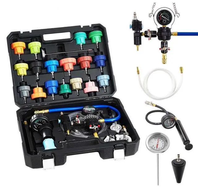 Main image of VEVOR Coolant Pressure Tester Kit, 47Pcs Radiator Vacuum Refill Kit with 3 Metal Adapters, Universal Fit, Automotive Cooling System Pressure Tester Tool, with Pressures Pump & Plastic Filler