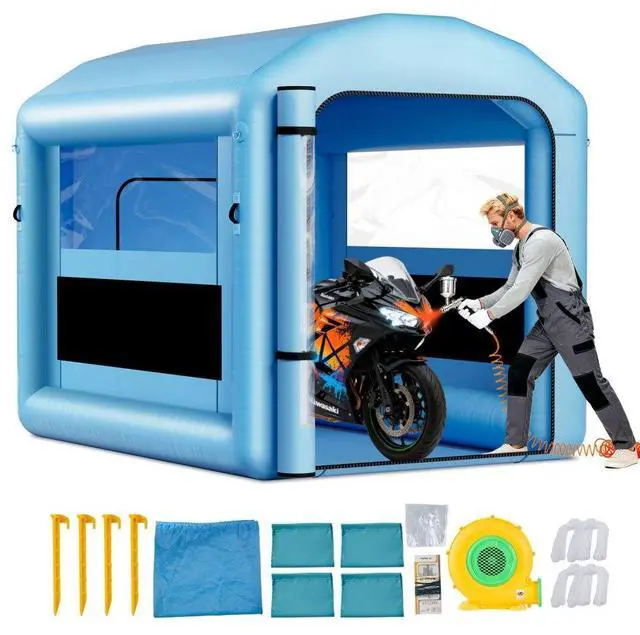 Main image of VEVOR Inflatable Paint Booth, 9.84 x 8.2 x 8.2 ft, Inflatable Spray Booth with 550W Powerful Blower and Air Filter System, Round Roof with Light Hook, for Painting Bicycle, Motorcycle, and Furniture