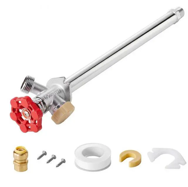 Main image of VEVOR Anti-Siphon Frost-Proof Sillcock, 12" Freeze Proof Outdoor Faucet Bib with Backflow Preventer, 1/2" Push-to-Fit Connector X 3/4" Hose Bibb, No Lead Frost-free Spigot for PEX Copper CPVC Pipes