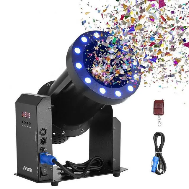 Main image of VEVOR Electric Confetti Machine with LED Lights, 1500W Powerful Output Confetti Cannon Launcher, DMX512, Manual & Remote Control, Portable Confe-tti Shooter for Wedding Christmas Event Show Stage