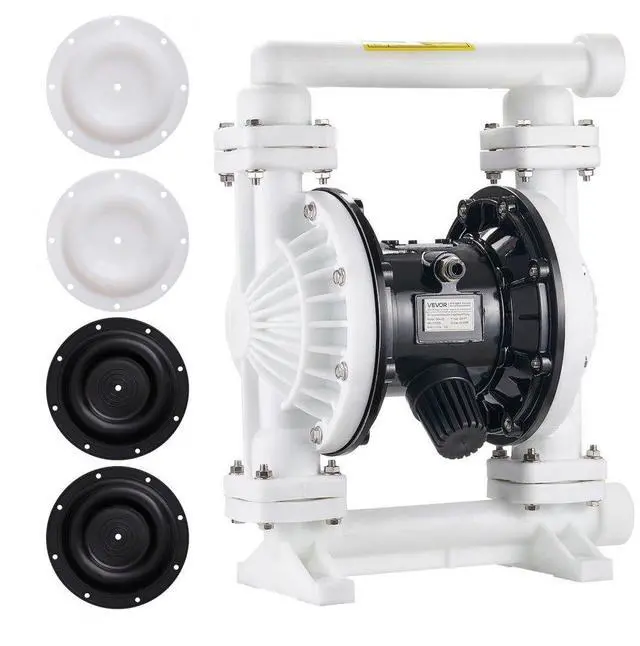 Main image of VEVOR Air Operated Double Diaphragm Pump, 25 GPM, 1 inch Inlet & Outlet Pneumatic Waste Oil Transfer Pump, Max 100 PSI, Polypropylene Body, Air-Operated for Diesel, Grease, Kerosene, Gasoline & Oil