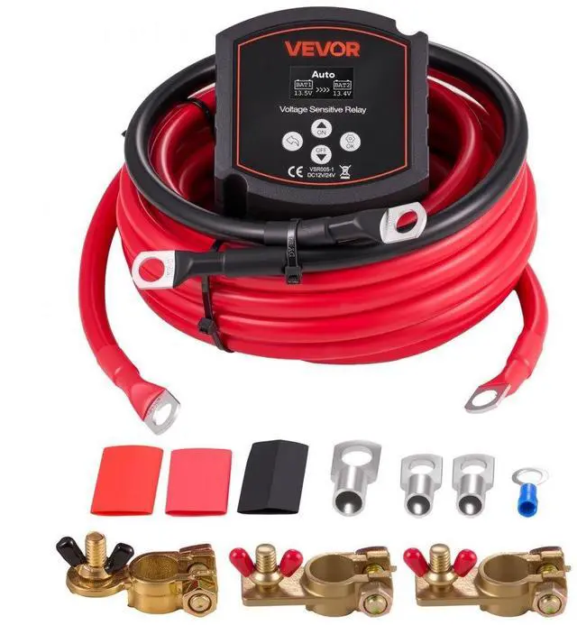 Main image of VEVOR Dual Battery Isolator Kit, 12V 300 Amp, Manual and Automatic VSR Voltage Sensitive Relay with Voltmeter, LCD Screen, Smart Battery Isolator, Compatible with Lead-Acid Batteries, for UTV, ATV